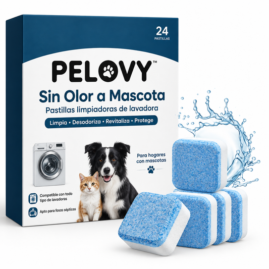 Pastillas limpiadoras de lavadora Pelovy™ | Sin Olor a Mascota