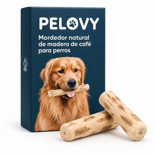 Perro Sin Estrés Pelovy™ | Mordedor natural de madera de café para perros